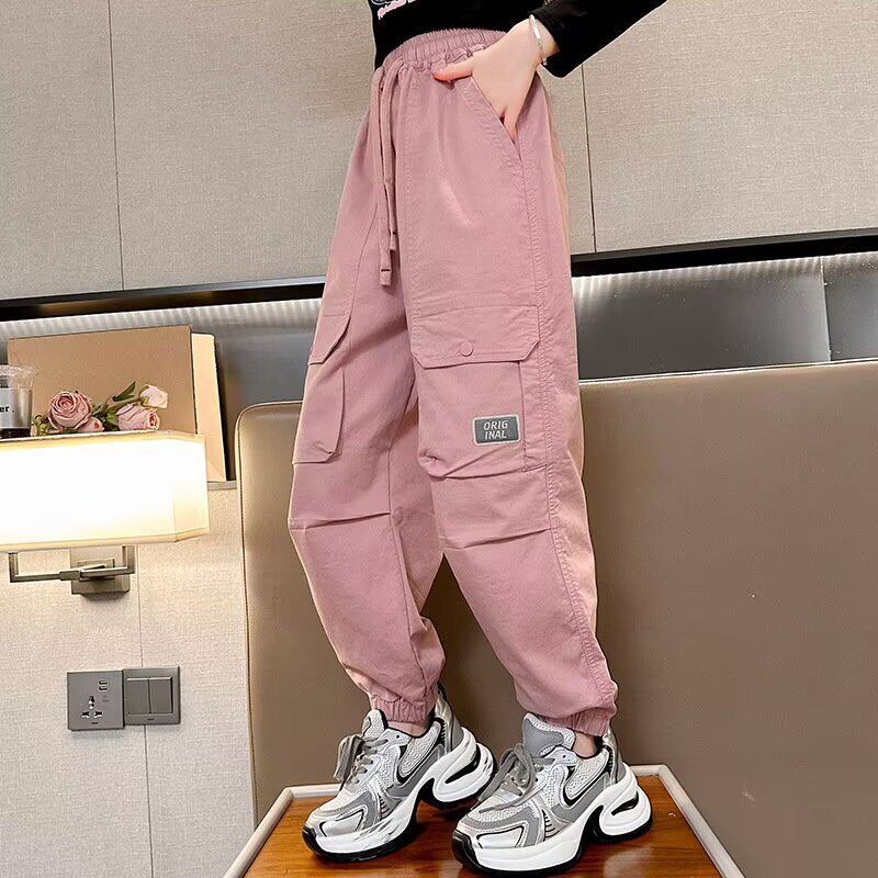 女童粉色长裤秋冬季加绒保暖爵士舞工装裤外穿女大童秋装束脚裤潮,童装/婴儿装/亲子装,裤子,淘宝优惠券,粉丝福利购,淘宝优惠卷