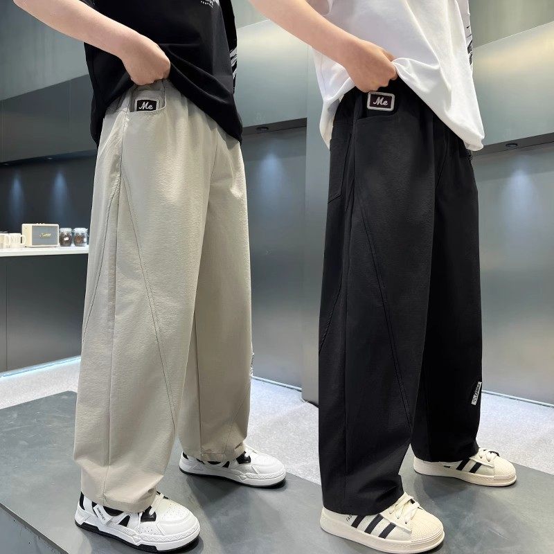 男童防蚊裤夏季薄款2025新款中大童男孩冰丝速干直筒休闲裤夏装潮