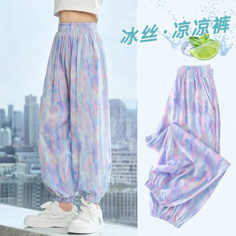 女童防蚊裤夏季速干冰丝束脚裤图片