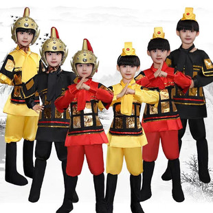 古代三国士兵服装儿童盔甲套装满江红花木兰将军战服秦朝士兵衣服
