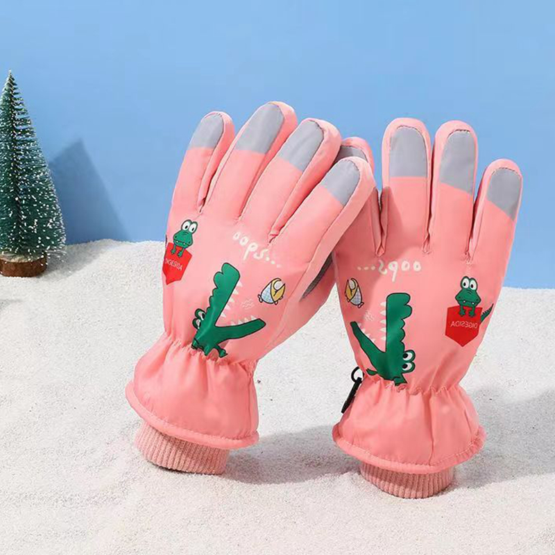 冬季儿童滑雪手套卡通户外小孩玩雪骑车运动加厚绒保暖防水男女童