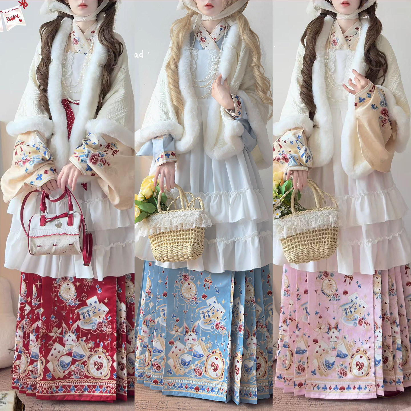 汉洋折衷洛丽塔加绒披肩秋冬款