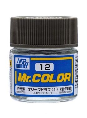 MR.HOBBY/郡仕 C012  OLIVE DRAB(1) 橄榄绿色 10ml油性模型油漆