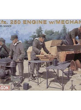 DRAGON/威龙 6112 Sd.Kfz.250 半履带装甲车引擎及维修技师(1/35)