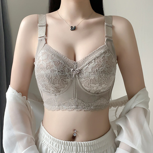 大胸显小内衣女薄款全罩杯防下垂收副乳大码胖mm文胸罩无钢圈文胸