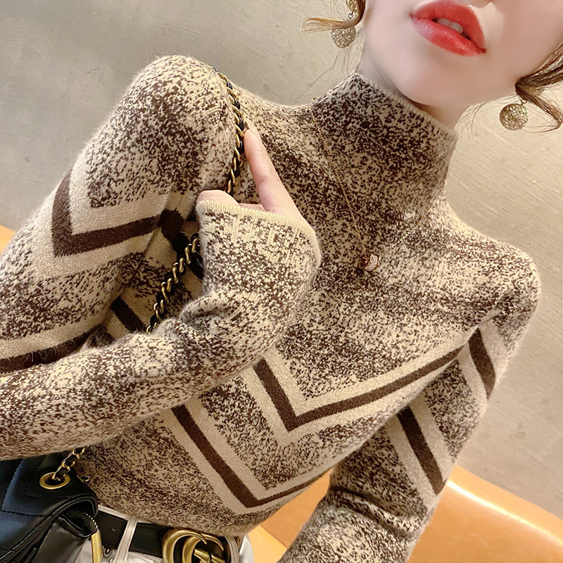 蜜熙早秋爆款半高领洋气针织衫