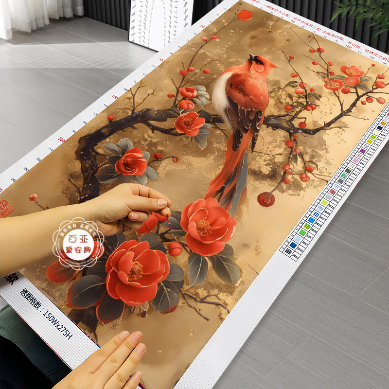 喜上眉梢十字绣2025新款客厅玄关手工自己绣新中式花鸟古典刺绣