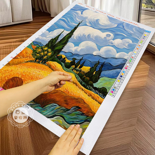 梵高丰收麦田十字绣2025新款世界名画手工自己绣风景治愈系刺绣