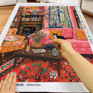 马蒂斯黑色的猫十字绣高级感客厅新款线绣美式名画手工自己绣小件