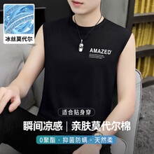 亲肤抗菌莫代尔冰丝背心男2025夏季薄款无袖t恤外穿运动健身篮球
