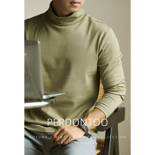 T恤保暖抗静电纯色内搭秋衣 长袖 丝光棉高领打底衫 男秋冬2025新款