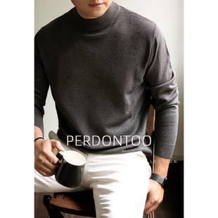 可机洗 抗起球针织衫 半高领毛衣男2026秋冬季 发热绒保暖中领打底衫