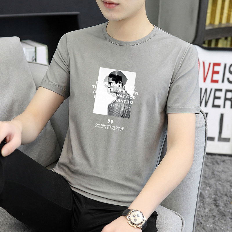 冰丝冰感男士短袖t恤夏季薄款莫代尔印花半袖潮牌2026年新款体恤