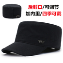 平顶帽子男士 户外休闲中老年双层鸭舌帽 后封口可调节秋冬新款