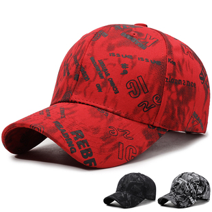 春秋季新款满印字母涂鸦风格街头鸭舌帽欧美个性可调节青年棒球帽