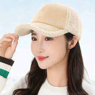羊羔绒帽子女秋冬季加绒加厚保暖棒球帽韩版百搭潮流鸭舌帽显脸小