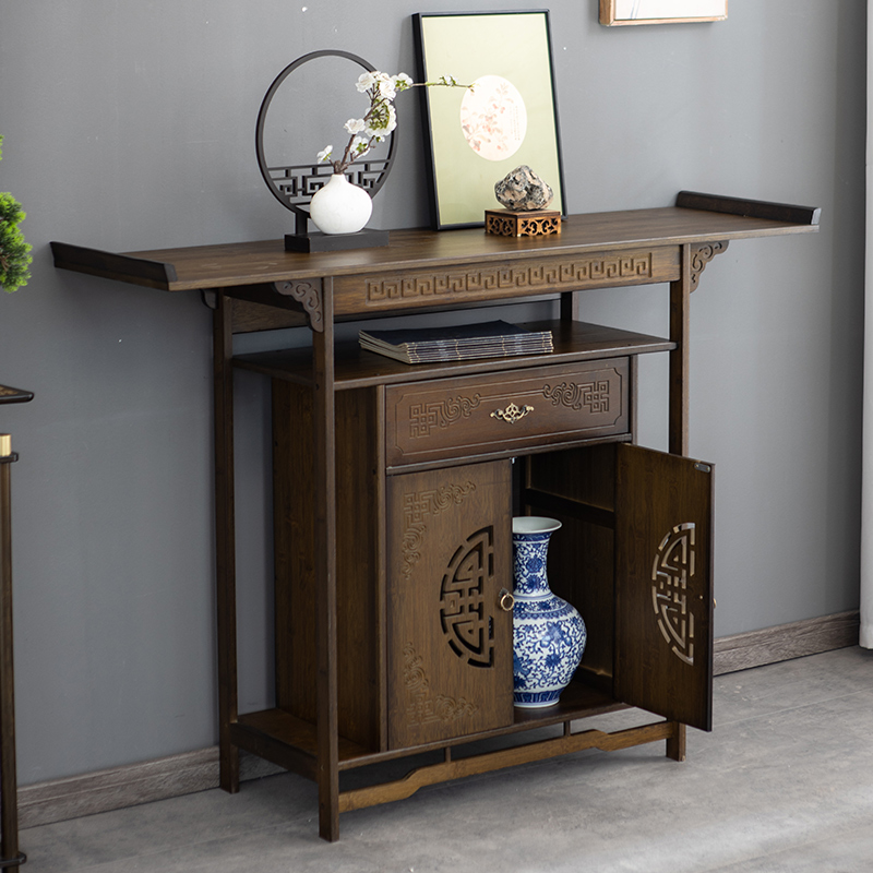 新中式玄关柜玄关桌靠墙条案窄长条桌供桌家用条几案台端景台轻奢