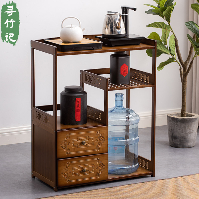 楠竹茶水架茶具茶叶收纳架实木泡茶架子茶水储物架茶桌边几置物架