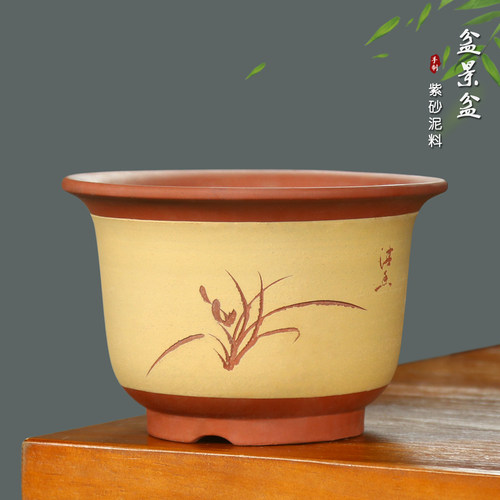 紫砂古典大号透气紫砂多肉盆景盆