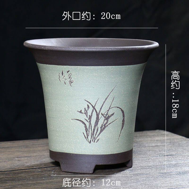 兰花盆紫砂花盆盆景盆多肉植物绿植花盆陶瓷大号清仓花盆包邮