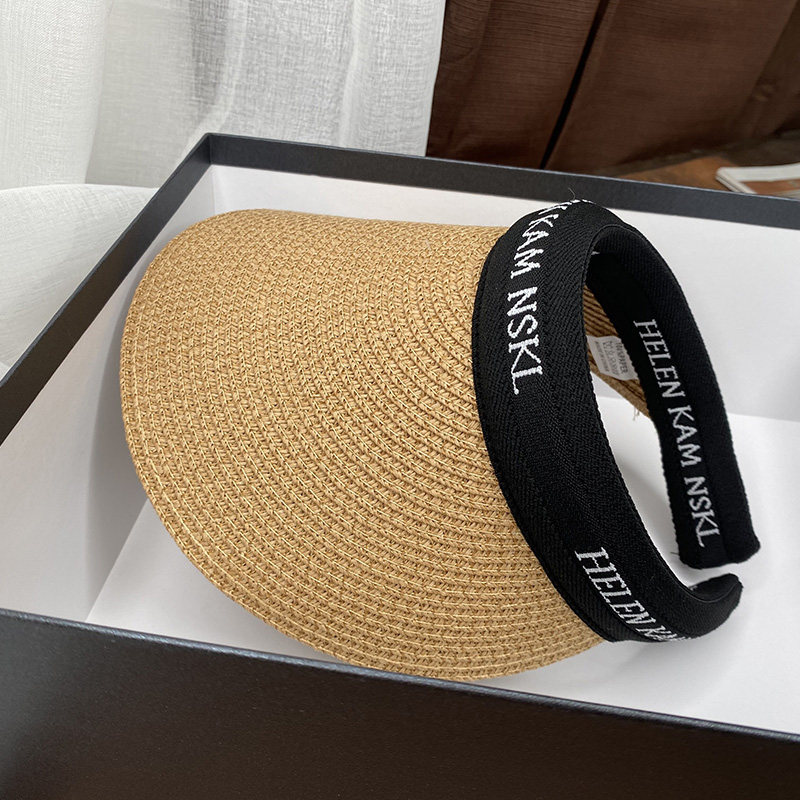 空顶草帽子女夏遮阳帽沙滩度假防晒帽女骑行防紫外线太阳帽