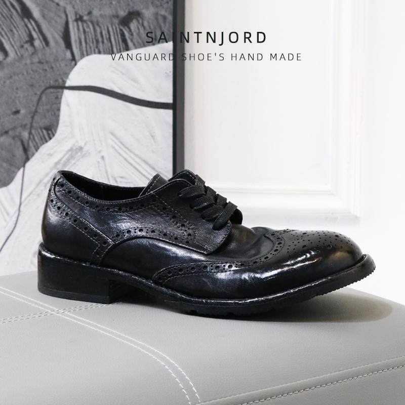 圣尼约德马皮复古英伦风正装商务休闲皮鞋雕花德比鞋大头布洛克,流行男鞋,休闲皮鞋,淘宝优惠券,粉丝福利购,淘宝优惠卷