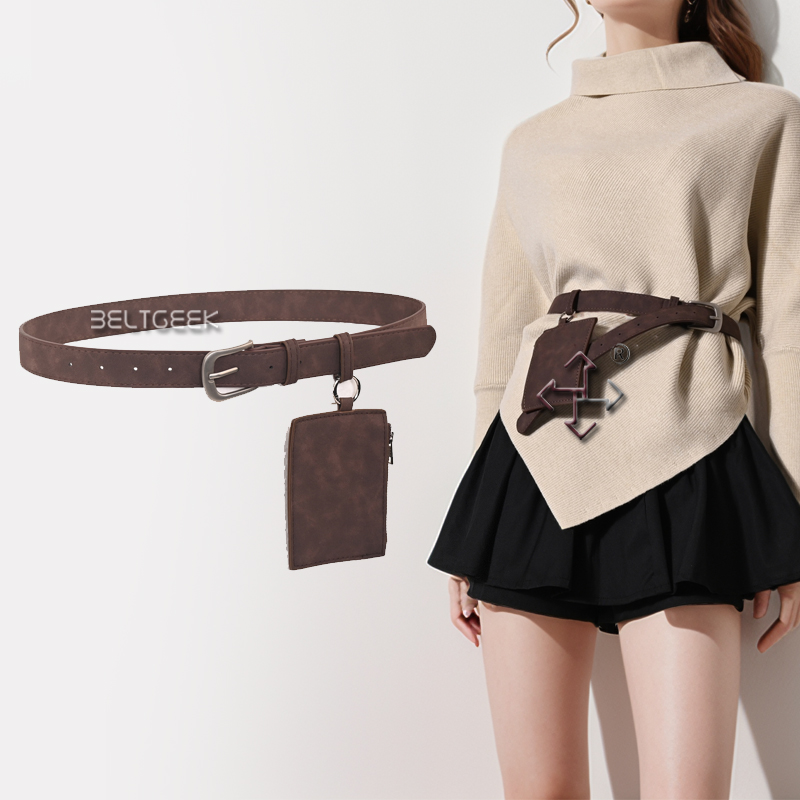 男女高级感百搭小腰包腰带皮带黑