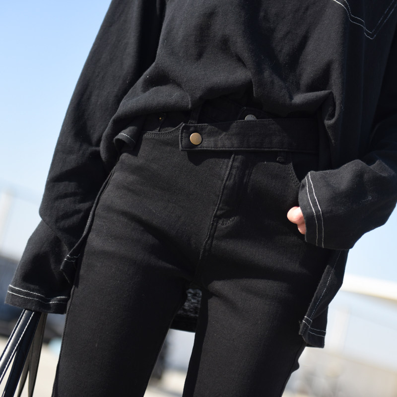 黑色高腰紧身九分牛仔裤女2020春秋新款韩版显瘦显高修身小脚裤子