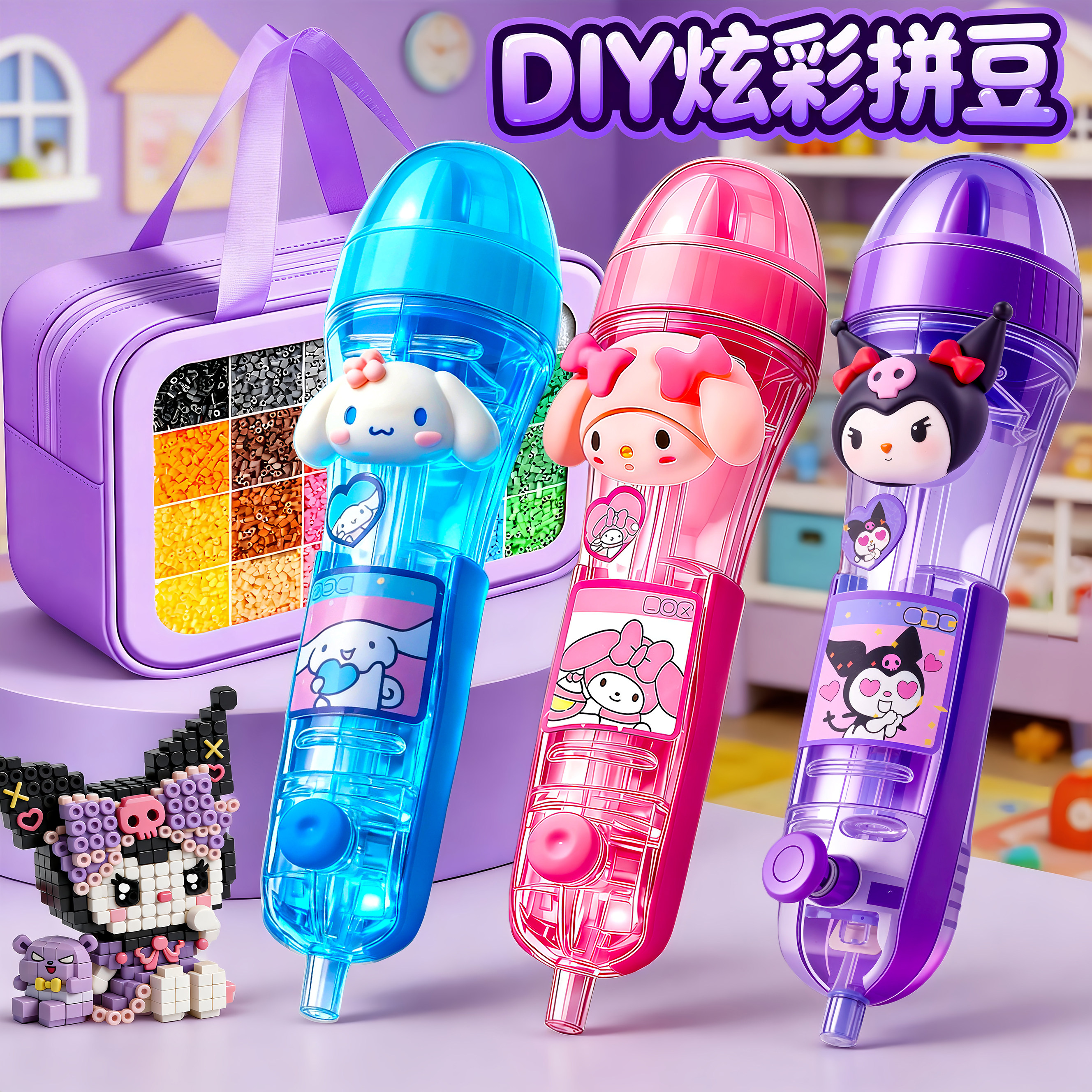 按压式自动拼豆笔点握式手工diy材料包全套补充包救急包coco工具6,玩具/童车/益智/积木/模型,拼豆/拼豆工具,淘宝优惠券,粉丝福利购,淘宝优惠卷