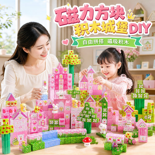 磁力片拼图磁力方块3d立体磁吸