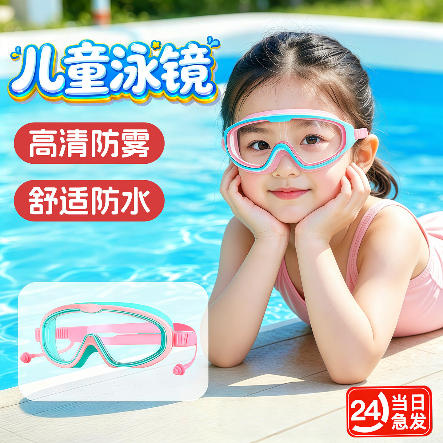 儿童洗发帽泳镜小女孩高清眼镜护目镜耳罩宝宝洗头洗澡防水雾神器