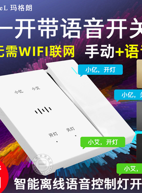 86型暗装语音智能开关控制吸顶灯一开双控语音电源开关声控开关灯