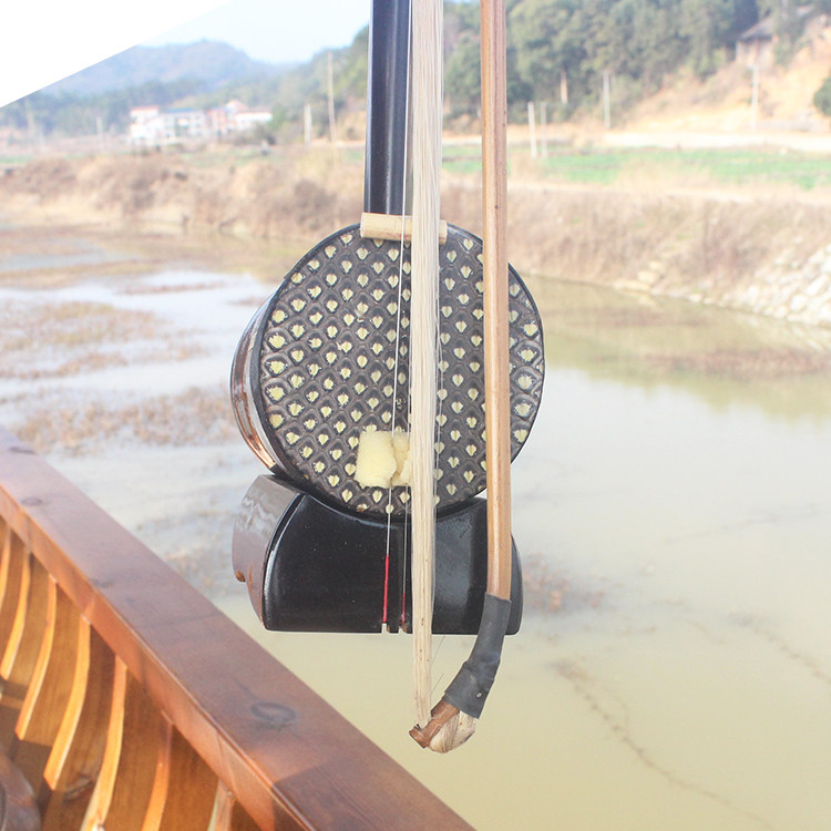 专业湖南花鼓筒 精制黑檀木花鼓戏大筒二胡乐器 配礼盒 包邮