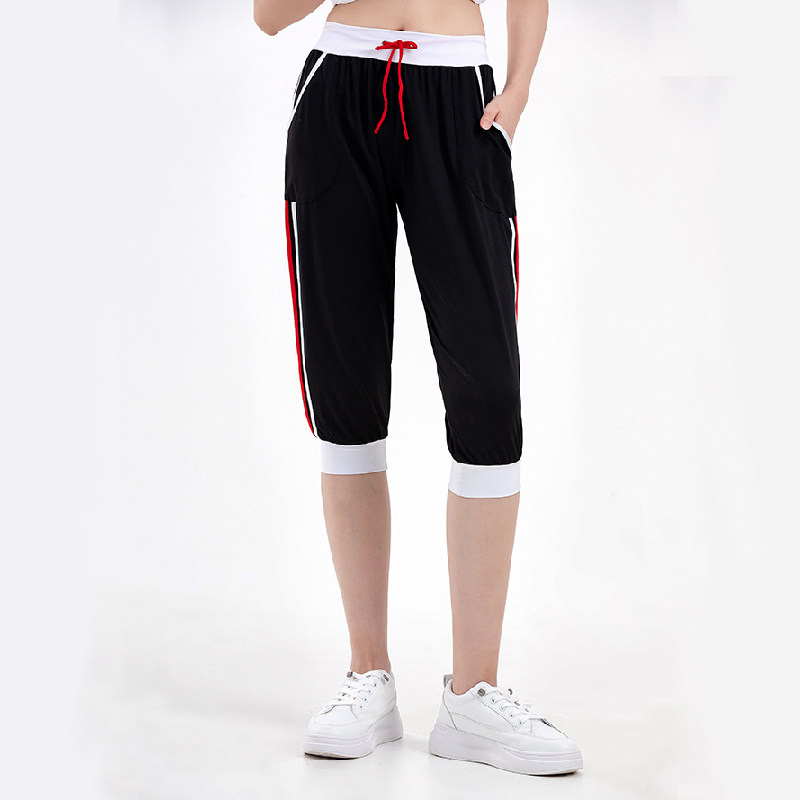 浩舟夏款健身跳操健美操比赛服广场舞下装速干高弹七分裤子3407