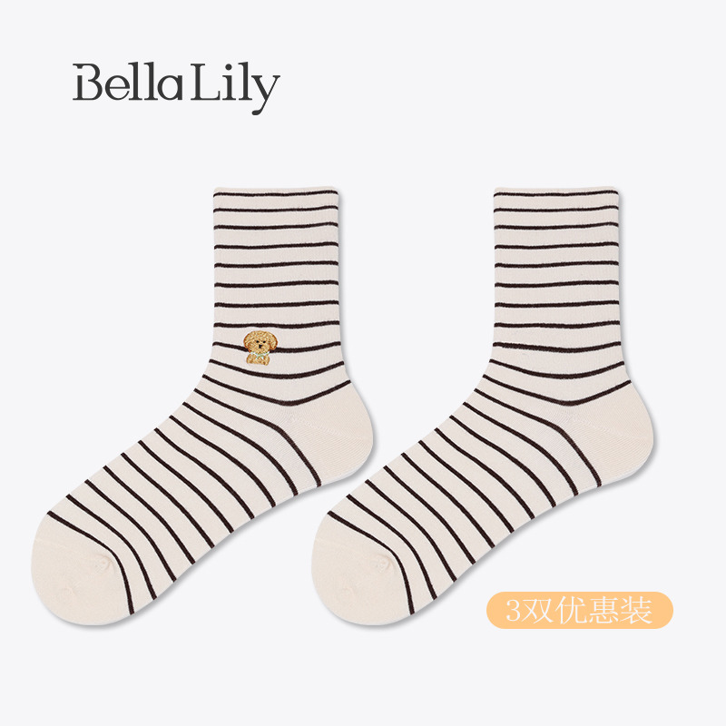 BellaLily纯棉舒适中筒袜女