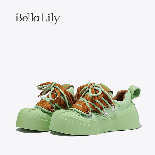 bellalily街头厚底拼色绑带板鞋
