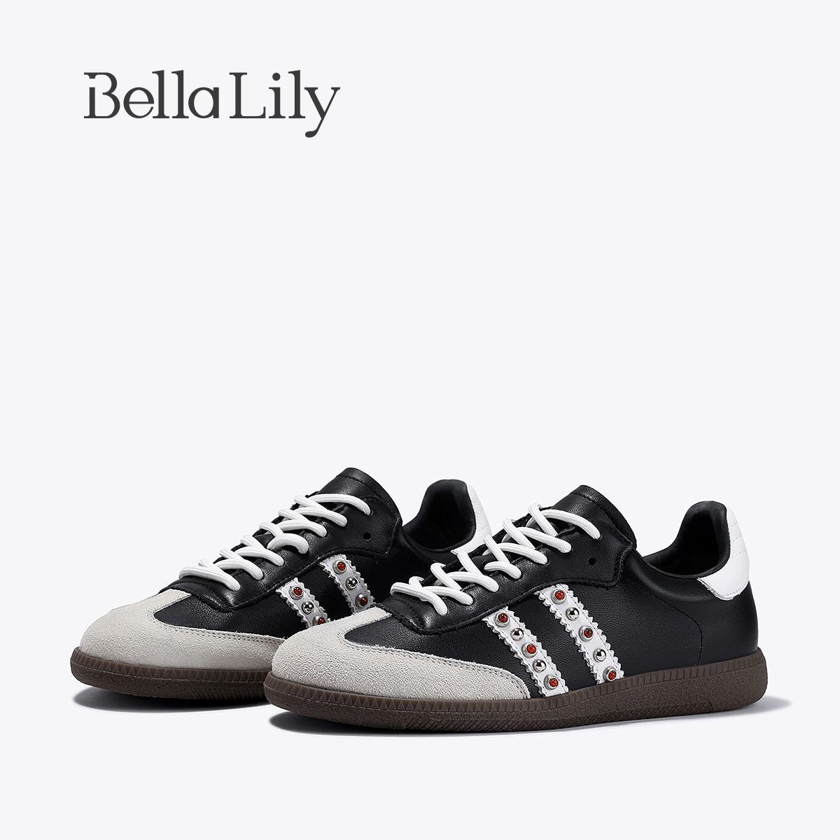 BellaLily2025秋季新款百搭经典德训鞋舒适软底休闲鞋牛皮板鞋女