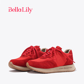红色时尚 阿甘鞋 女减龄老爹鞋 BellaLily新款 低帮运动鞋 子
