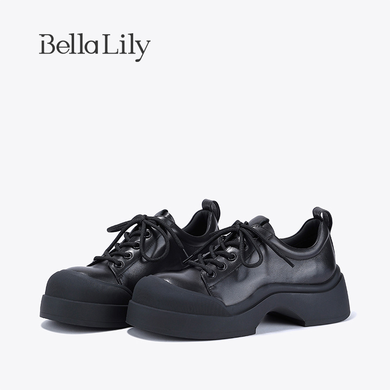 bellalily欧美厚底增高小皮鞋