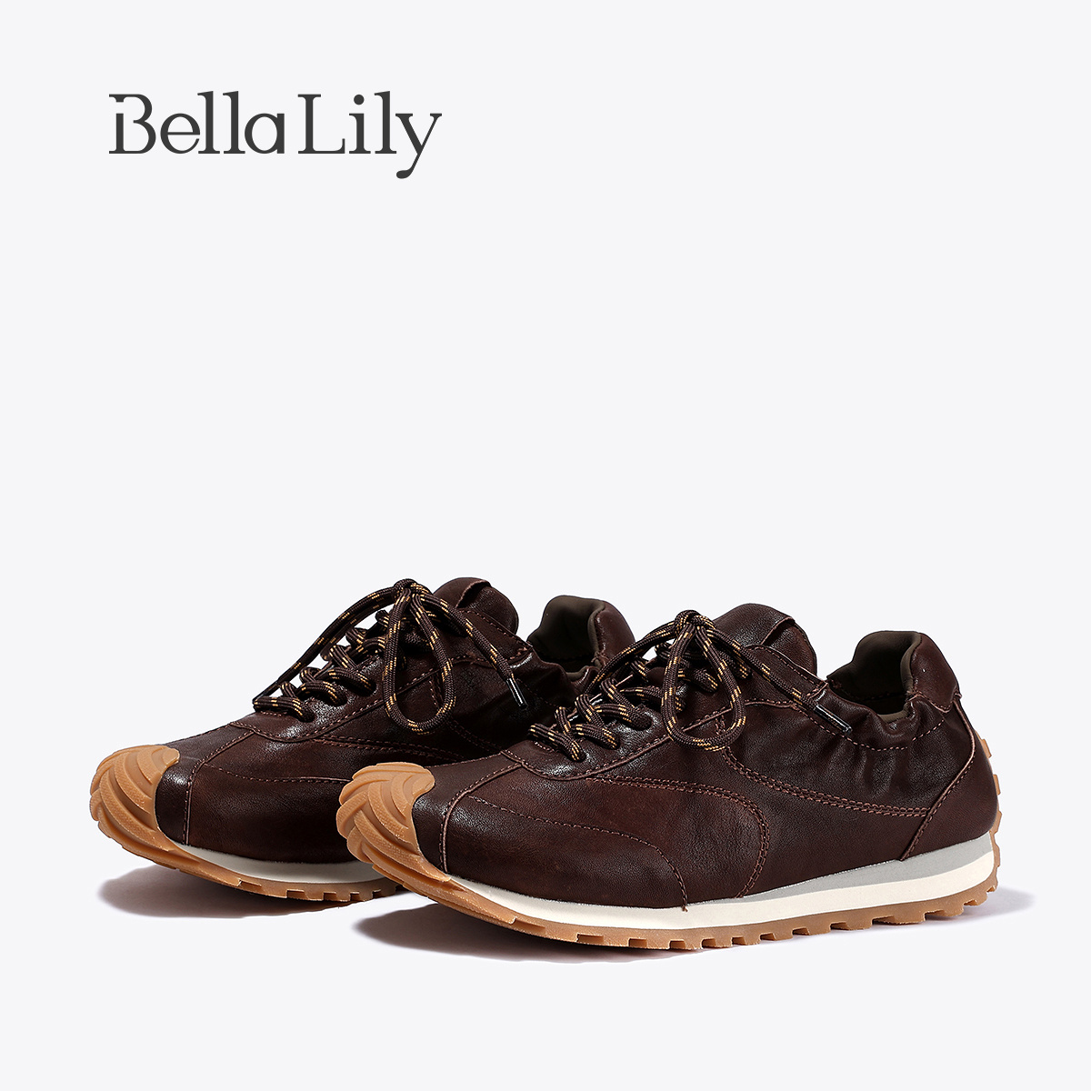 BellaLily2025秋季新款头层牛皮阿甘鞋小众个性阿甘鞋百搭运动鞋