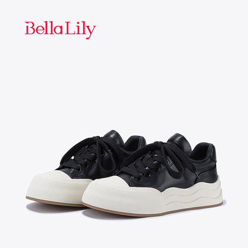 bellalily百搭厚底牛皮透气板鞋