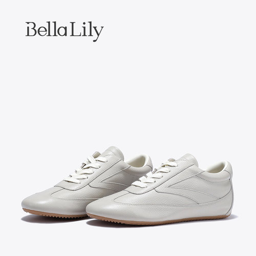 bellalily休闲平底牛皮德训鞋