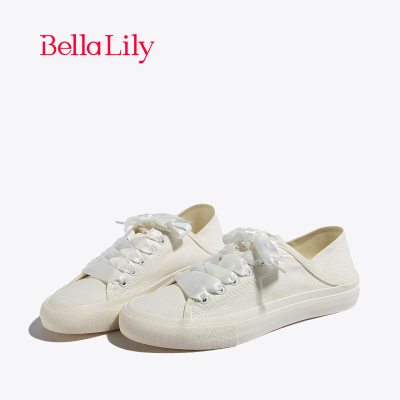 bellalily百搭平底帆布小白鞋