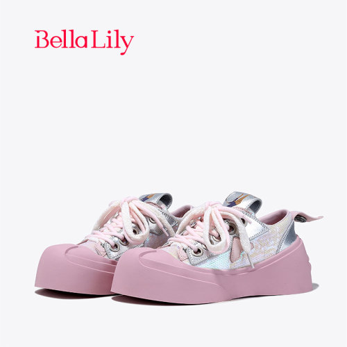 bellalily时尚厚底彩色亮片板鞋