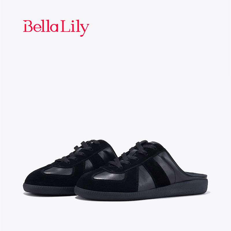 bellalily复古平底德训半包拖鞋