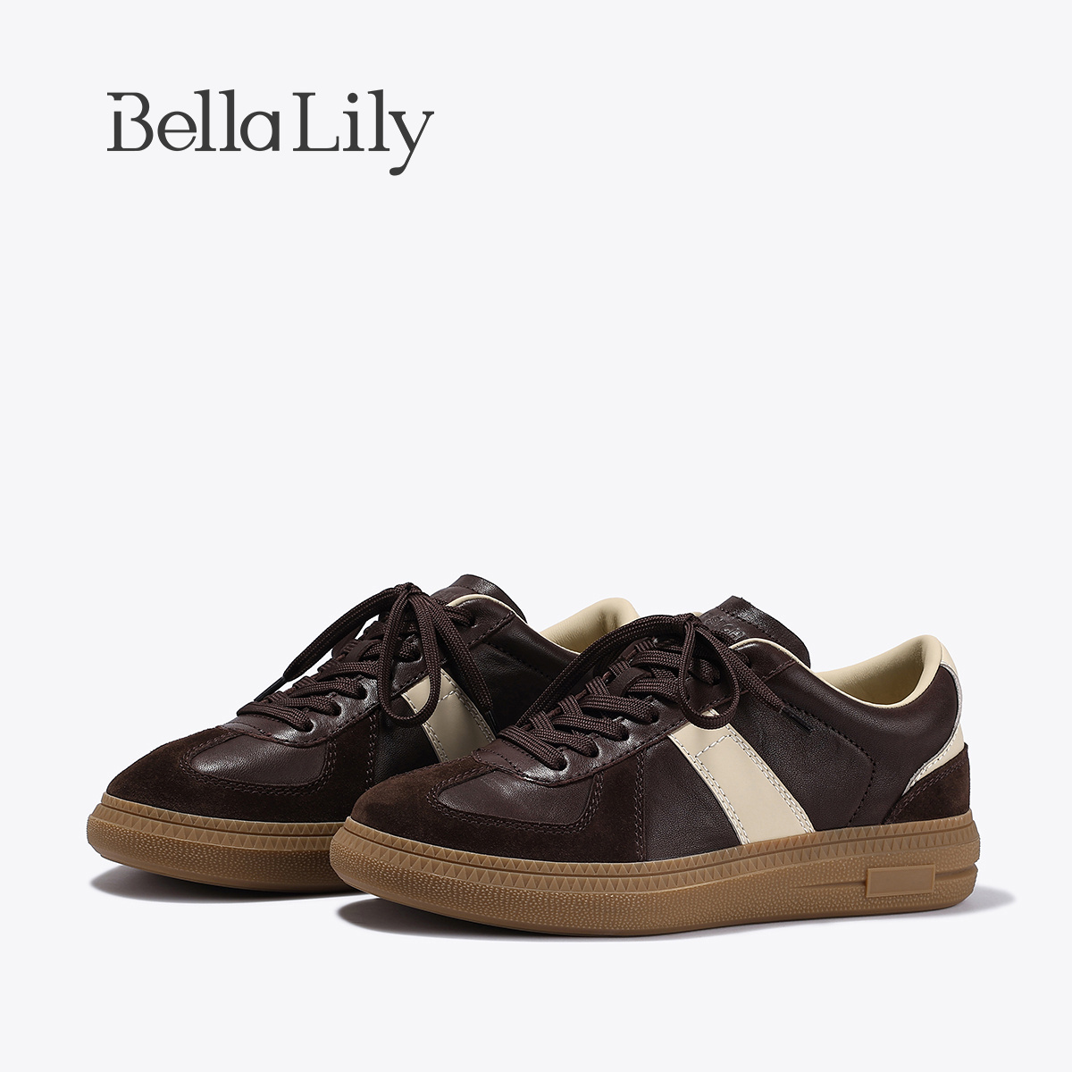 BellaLily2025秋季新款复古街头德训鞋百搭舒适休闲鞋牛皮潮鞋女
