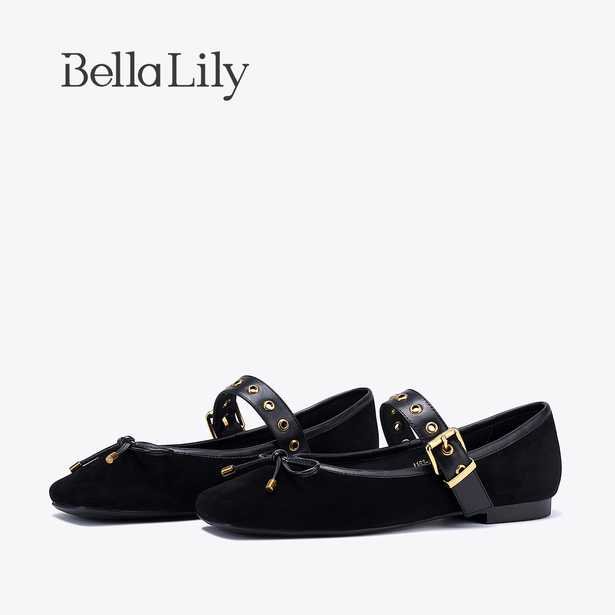bellalily复古平底方头玛丽珍鞋