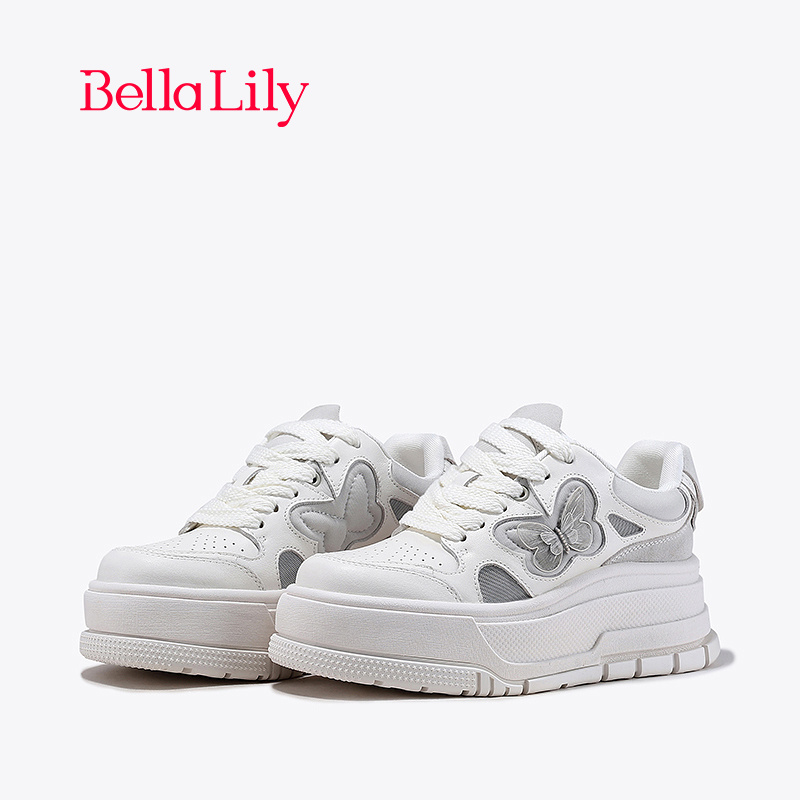 bellalily时尚厚底增高小白鞋