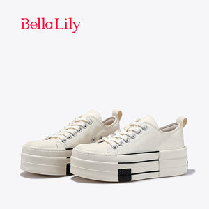 bellalily休闲厚底增高帆布鞋