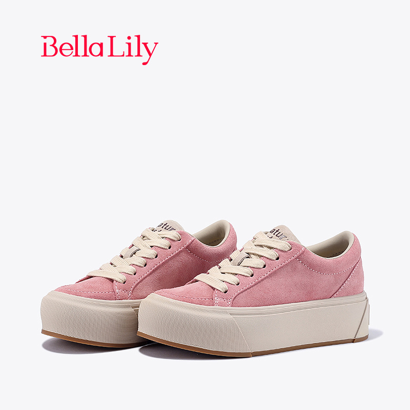 bellalily复古厚底粉色增高板鞋